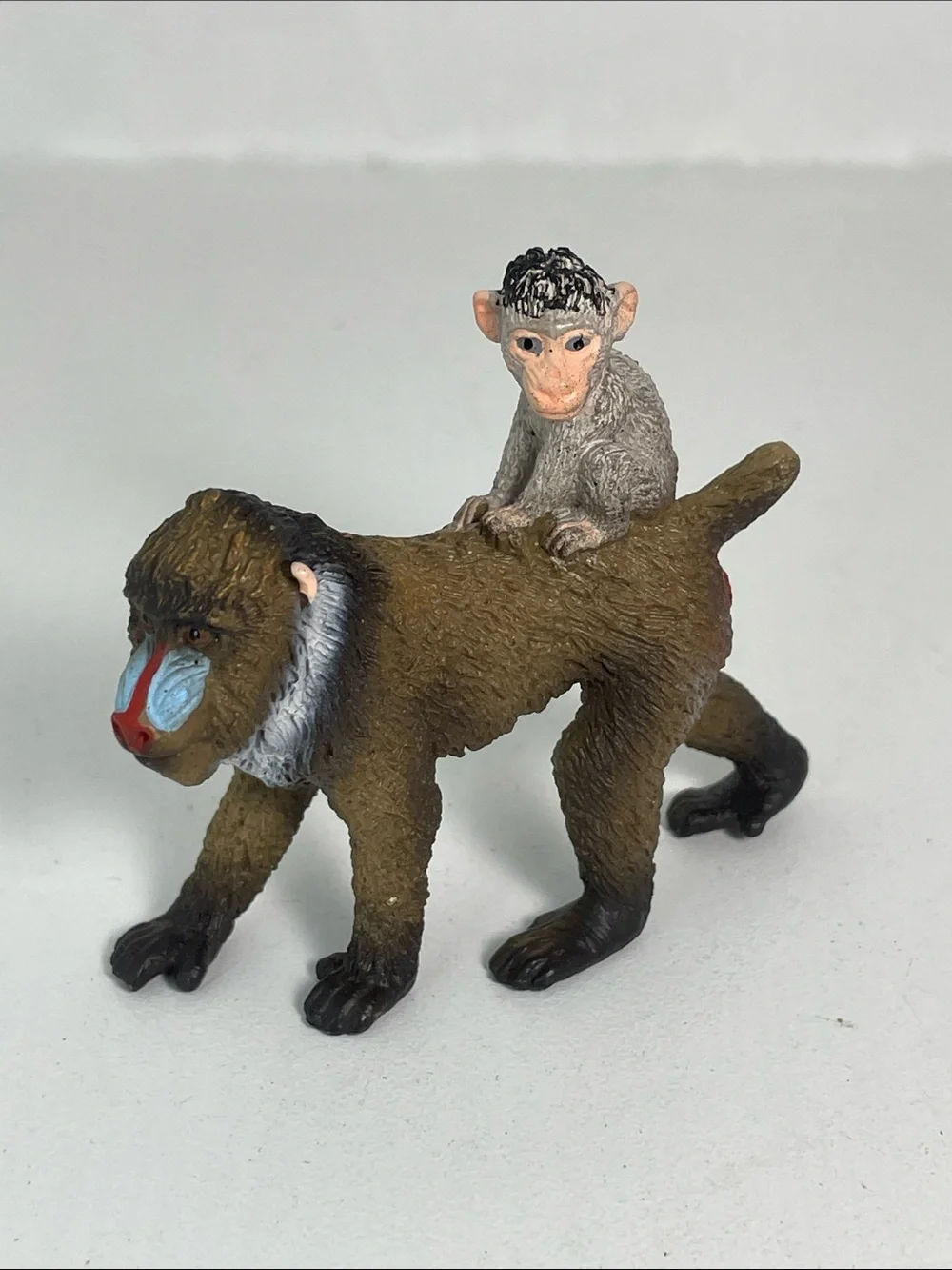 Schleich MANDRILL w/Baby Female Baboon Retired Animal Figure 2013